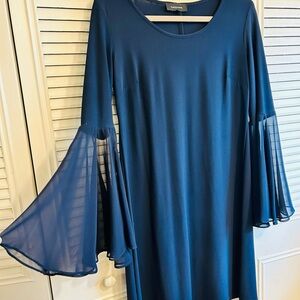 R&M Richards Navy Long-Sleeve Bell Sleeve Dress